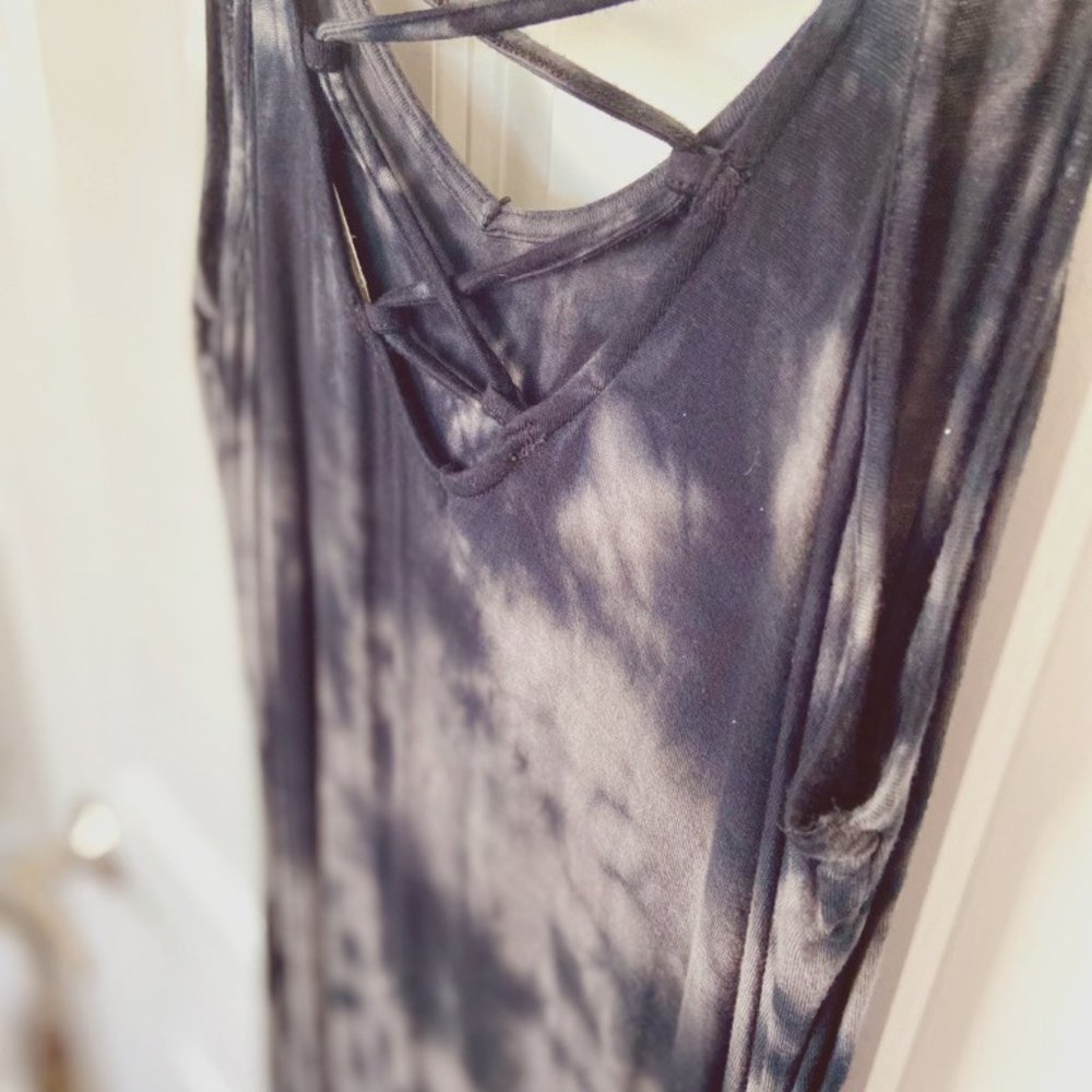 Pink Rose Vintage Boho Tie Dye Maxi Tube Dress [L]